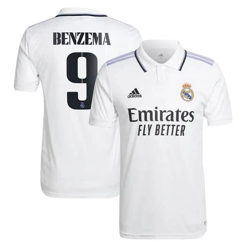 Benzema 9 Real Madrid Home Soccer Jersey! Size L Large Cover