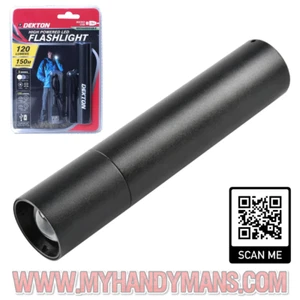 Dekton High Power LED Torch 120 Lumens 150m Flashlight, Rechargeable, Impact Res - Picture 1 of 4