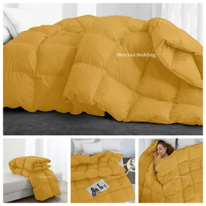 300 GSM Comforter Down Alternative 100% Cotton Gold Solid - Imagen 1 de 12