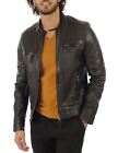 Men's Leather Jacket 100% Real Lambskin Motorcycle Vintage Coat FREE SHIP Z574
