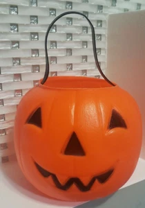 Vintage Blow Mold Plastic Jack O Lantern Pumpkin Halloween Empire Candy Bucket - Picture 1 of 11