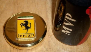 FERRARI SHIELD ENAMELED LOGO, ALLOY METAL BASE PAPERWEIGHT, VINTAGE - Picture 1 of 9