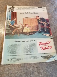 1945 Vintage Print Ad Bendix Radio. Welcome Him Back - Bild 1 von 1