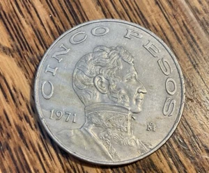 1971 Mexico 5 Pesos Coin, km472 - High Grade  Coin Free Shipping - Picture 1 of 2