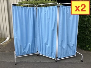 2x Kerry Mobile Hospital Threeway Folding Privacy Screen Wheels - 238x55x180cm - Picture 1 of 9