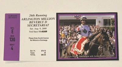 Boleto Stub Spirit One 2008 Arlington Million Horse Racing Track Clubhouse Suite Foto 1 de 2