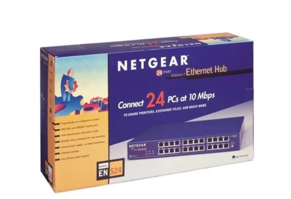 NIB Netgear EN524 24 port Switch Ethernet Router Internet Vintage Bay Network - Image 1 of 1