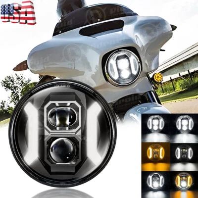 NEW 7" inch LED Headlight DRL&Turn H4 For Harley Davidson Touring Street Glide - Image 1 of 4