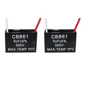 2 PCS 500V 5UF CBB61 Ceiling Fan Motor Running Capacitor 2 Wire 50/60 Hz - Picture 1 of 4