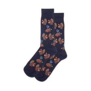 Hotsox Men's Turkey Day Socks 1 Pair, Black, Men's 8.5-12 Shoe - Picture 1 of 1