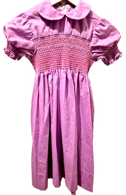 Vestido ajustado pradera cosido hecho a mano talla 4 midi manga abullonada púrpura fotografía Foto 1 de 4