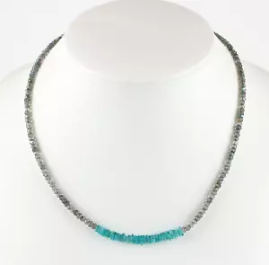 Labradorite necklace with apatite natural gemstone faceted necklace gift approx 46cm - Picture 1 of 2