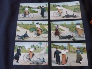 Original Cycling Postcards - Series No. 1751 - Set of 6 Post cards with Ladies - Picture 1 of 13