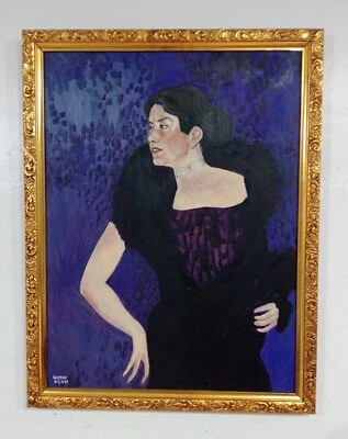 GUSTAV KLIMT ANTIGUO ÓLEO SOBRE LIENZO FECHADO CIRCA 1906 CON MARCO EN HOJA DE ORO NI Foto 1 de 4