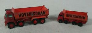 Hoveringham Tipper Dump Truck Lot of 2 Vintage Red Garbage Trucks Model Kids Toy