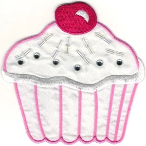 Rosa Kirsche Cupcake Cupcake Stickerei Patch - Bild 1 von 1