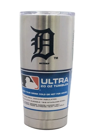 Detroit Tigers Travel Tumbler 20oz Ultra Silver MLB Cover