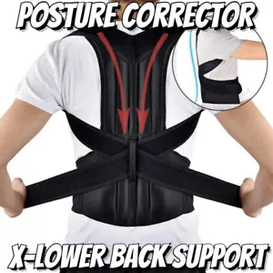 Unisex Adjustable Posture Corrector Low Back Support Shoulder Brace Belt - Picture 1 of 12