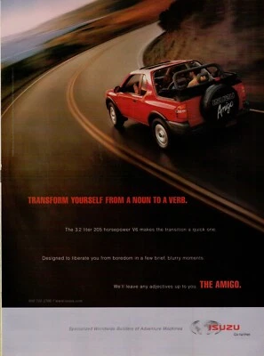 Isuzu Amigo 1998 205 hp V6 cuerda carretera rojo coche aventura foto anuncio impreso vintage Foto 1 de 2