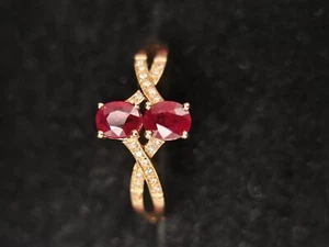 Anello Certificato Oro Rosa 18k Rubino Naturale Diamante Autentico Misura L Venditore UK 18039 - Foto 1 di 4