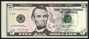 UNC $5 Dollar 2017A Bill Note Edge Cutting BEP Error Miscut Off Center Print - Picture 1 of 23