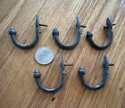 5 antique vtg small single oval head screw mount acorn finial hooks