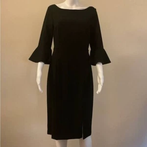 White House Black Market Body Perfecting Sheath Dress Ruffle Sleeve 10 P PETITE - Picture 1 of 9