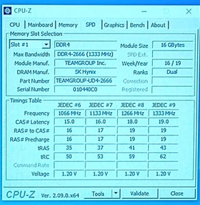 TED416G2666C19BK TeamGroup 16GB PC4 2666 PC4 21300 DDR4 2666MHz 1.2V CL19 RAM - Picture 1 of 4