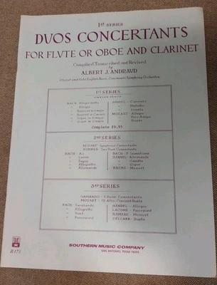 Duos Concertants By Andraud For Flute Or Oboe And Clarinet 1st Series Music Book - Image 1 of 2