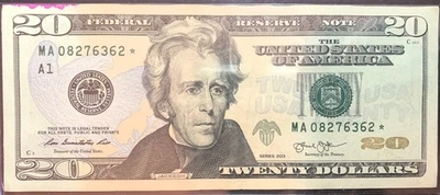 Series 2013 Twenty Dollar ($20) Star Note - Serial Number MA08276362* - Image 1 of 2