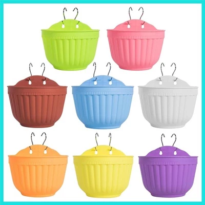 8件装五颜六色壁挂花盆室内室外植物壁挂... — 第 1/4 张图片