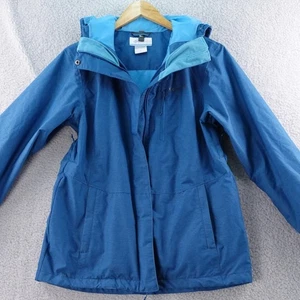 Columbia Interchange Women's Blue Waterproof Hooded Rain Jacket Size M Camp - Picture 1 of 6