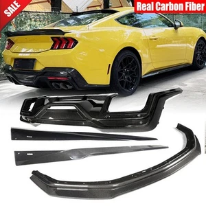 For Ford Mustang S650 24UP Real Carbon Front Bumper Lip Rear Diffuser Side Skirt - Picture 1 of 13