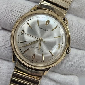Vintage BENRUS SELF WINDING 25 Jewels Automatic 34mm 10k Gold Plated Swiss FE2D1 - Picture 1 of 11