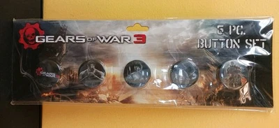 Gears of War 3 - 5 Piece Button Set NECA Epic Games 2011 New Sealed - Image 1 of 4