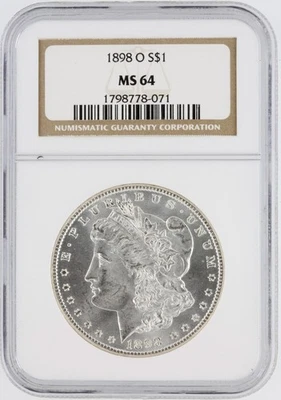 1898-O  Morgan Dollar NGC MS64 New Orleans Minted Silver Dollar Cracked holder - Image 1 of 4