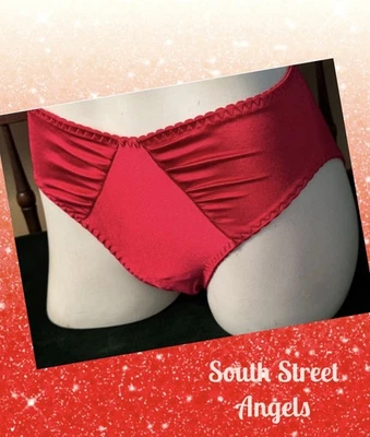 OLGA ~ ROJO ~ BRAGAS VINTAGE A MEDIDA CUERPO SATINADO ELÁSTICO CORTE ALTO ~ TALLA PEQUEÑA Foto 1 de 4