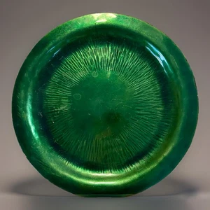 Placa de cobre esmaltado firmada “La Cautoric Mauro” Italia años 70 verde esmeralda 10” - Imagen 1 de 10