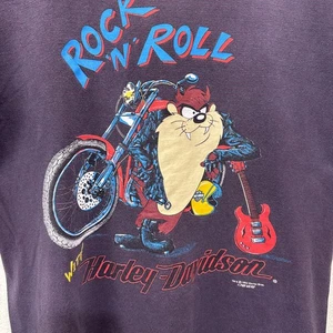 T shirt Harley Davidson Taz vintage 1993 L LOONEY TUNES made in USA Rock n Roll - Foto 1 di 20