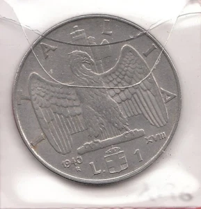 A196: Moneta Coin Vittorio Emanuele III - 1 Lira Impero 1940 XVIII Magnetica - Picture 1 of 1