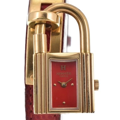 Reloj HERMES Kelly Chapado en Oro/Cuero Esfera Roja Cuarzo Damas A#143783 Foto 1 de 4
