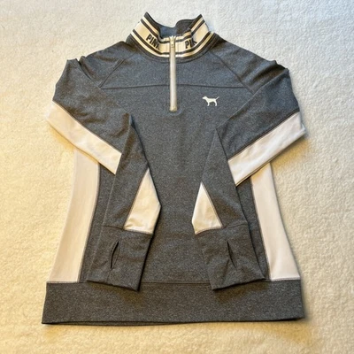 Pink Ultimate 1/4” Cremallera Pull-Over Talla Pequeña Gris Jaspeado con Logo Blanco Foto 1 de 4