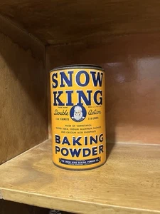 Snow King Baking Powder tin cardboard body tin nice colors empty 25 oz. size - Picture 1 of 15