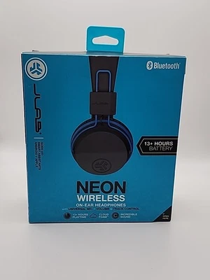 Auriculares intrauditivos inalámbricos de neón JLAB gris/azul micrófono universal 13+ horas de funcionamiento Foto 1 de 4