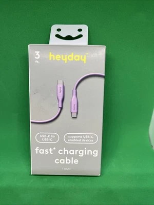 heyday USB-C to USB-C Cord Cable Pastel Lavender Fast Charging 3 Feet New (180) - Image 1 of 3