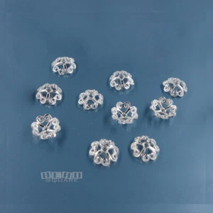 10 massive Sterlingsilber Schriftrolle Herz Blume Blumenmuster Zwischenring Perlen Kappen 6 mm #33818 - Bild 1 von 2