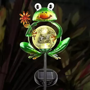 Solar Garden Lights Frog Garden Outdoor Decorations Solar Lights Waterproof Crac - Picture 1 of 9