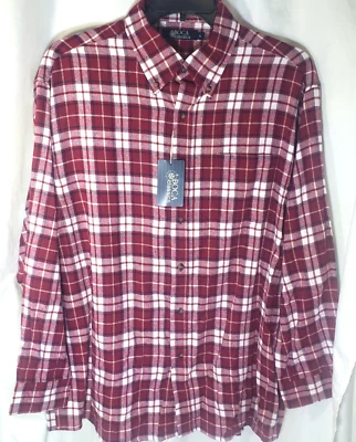 Boca Classics Men's Red & White Plaid Light Flannel Long Sleeve Shirt XL NWT Foto 1 de 4
