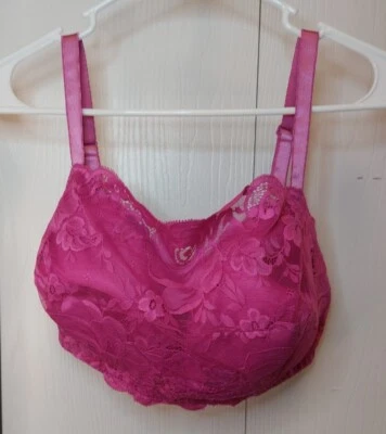 Amoureuse 胸罩 44C 码粉色花卉花边覆盖文胸无线全覆盖 — 第 1/4 张图片