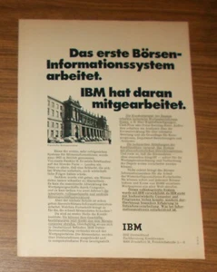 Seltene Werbung IBM - Das erste Börsen-Informationssystem arbeitet 1970 - Picture 1 of 1